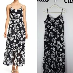 J. Crew Mercantile Black Daisy Floral Tiered Maxi Dress Sundress Size 14